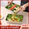 304 stainless steel fresh-keeping plate, square plate with lid, multi-purpose picnic fruit, multi-purpose storage box, fruit plate, steamed and grilled fish plate Specification image